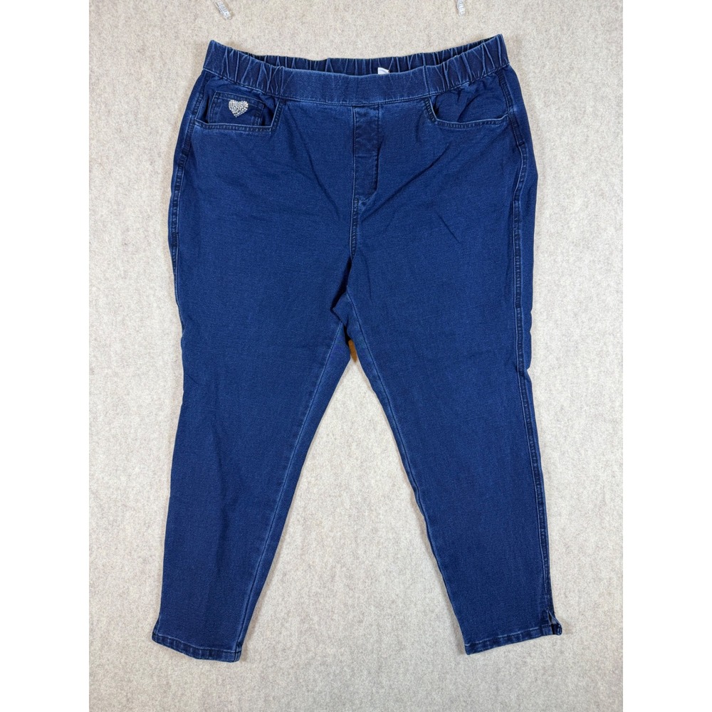 976. Quacker Factory DreamJeannes Dark Wash Pull On Straight Leg Pants 1X Short